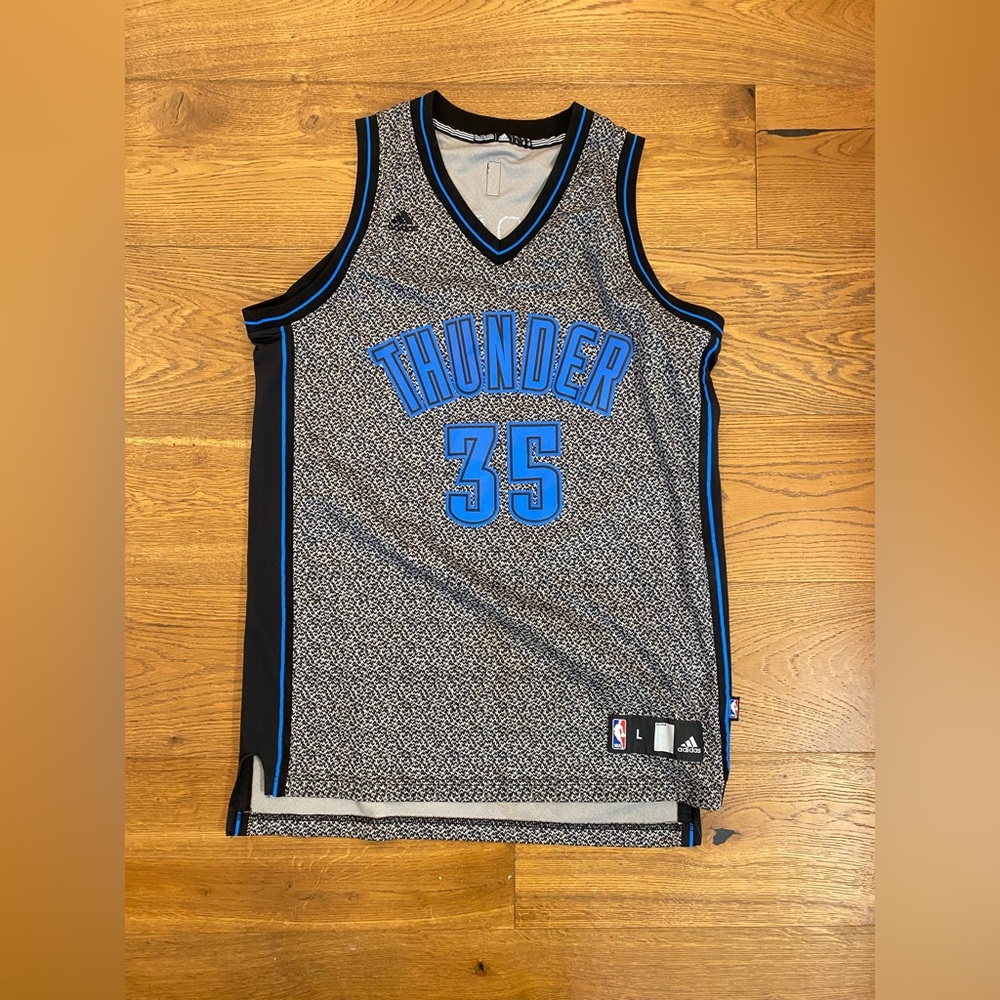 adidas Thunder #35 Basketball Jersey Durant - Gray & Blue Trim